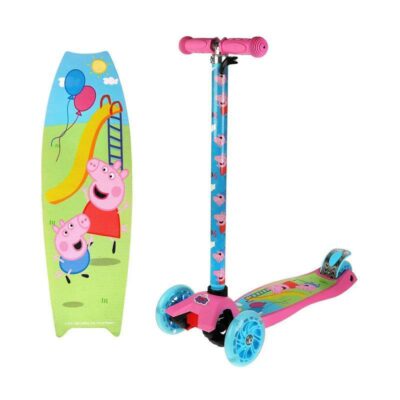 Самокат 3кол.Пеппа упр.накл.,pu 120 и 2х80,свет,рег.рул АКЦИЯ!!!!!!