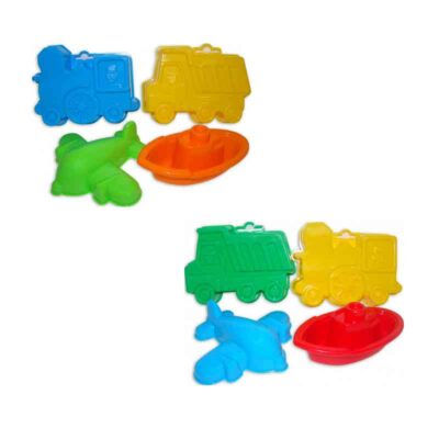 35066 Набор №258: формочки (самосвал + паровоз + самолёт), кораблик "Юнга"