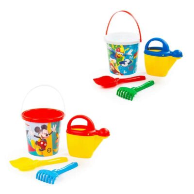 65643 Набор Disney «Микки и Весёлые гонки» №9: ведро с наклейкой, лопатка №5, грабельки №5, лейка №1