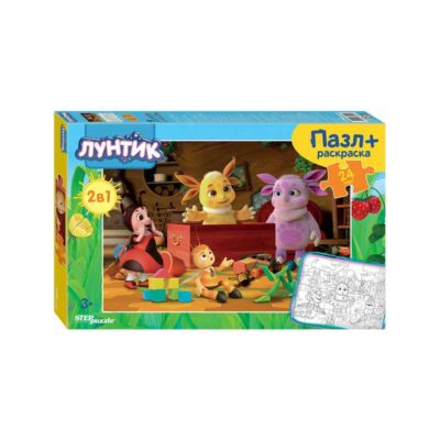 66002 Мозаика "puzzle" maxi 24 + раскраска "Лунтик" (Мельница)