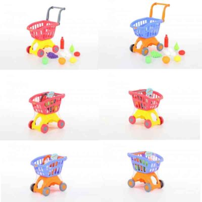 71385 Тележка для маркета "Мини" + набор продуктов №14 (12 элементов) (в сеточке)