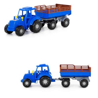 84767 Трактор "Алтай" (синий) с прицепом №2 (в сеточке)