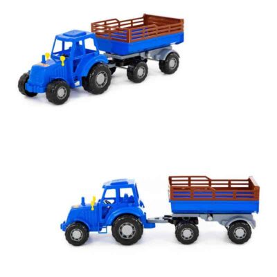 84781 Трактор "Мастер" (синий) с прицепом №2 (в сеточке)
