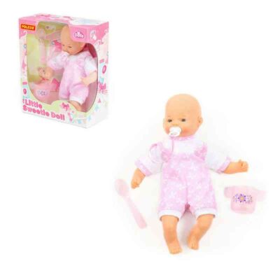 80455 Пупс мягконабивной "Милый" (28 см) с соской + набор для кормления (2 элемента) (в коробке)
