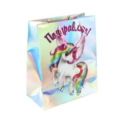 PGL-113301-U Пакет подарочный голография l,единорог
