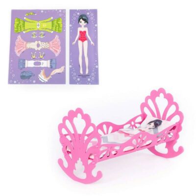 69801 Кроватка-качалка сборная с бумажной куклой и постельным бельём (в пакете)