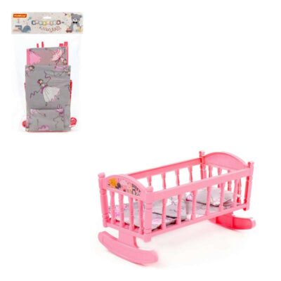 24040 Кроватка-качалка сборная для кукол №4 (8 элементов) (розовая) (в пакете)
