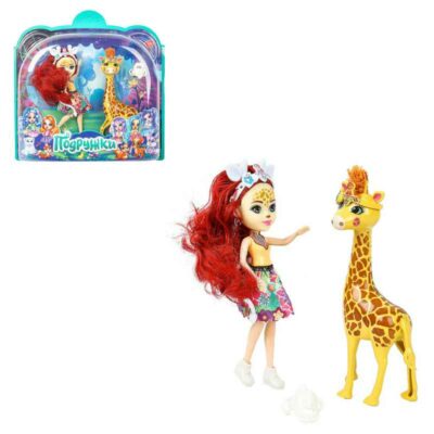 DE06-RU Кукла 15 см подружки, ноги сгиб, жираф, акс АКЦИЯ!!!!!!!