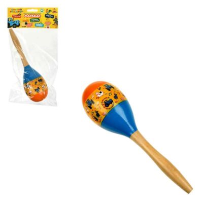 STR31 Игрушка деревянная СИНИЙ ТРАКТОР маракас 1 шт. Пак