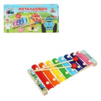 STR17-NW Игрушка деревянная СИНИЙ ТРАКТОР металлофон 9*1,5*18,5