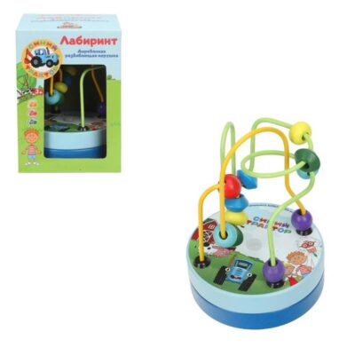 053-24F-46-R Игрушка деревянная СИНИЙ ТРАКТОР лабиринт, коробка