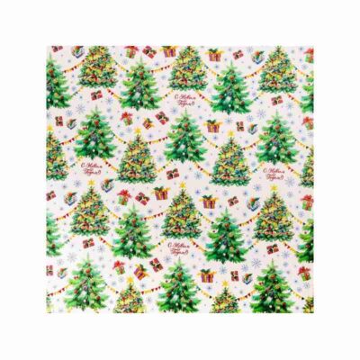 Бумага упаковочная глянцевая «Хоровод ёлок», 70 × 100 см 3685830