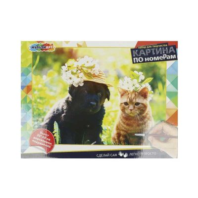 CANV30X40-MULTI68 Картина по номерам 30х40 см Кот и собака