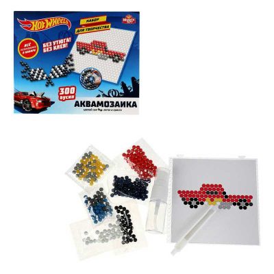 AB300-HW1 Набор д/детского тв-ва ХОТ ВИЛС аквамозаика 300 бусин