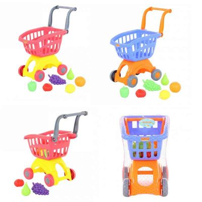 71378 Тележка для маркета "Мини" + набор продуктов №3 (6 элементов) (в сеточке)