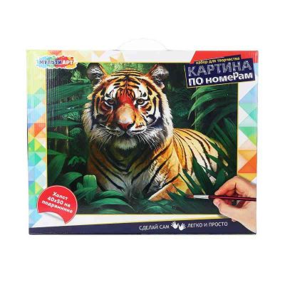 CANV40X50-117538 Холст по номерам 40*50 см тигр в джунглях