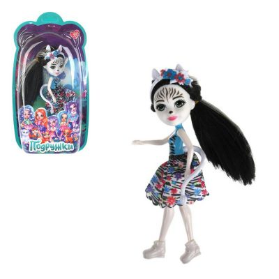 DE04-RU Кукла 15 см подружки, ноги сгиб, зебра, акс, блист АКЦИЯ!!!!!!!