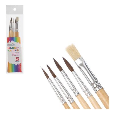 583-225 Набор кистей ClipStudio 5 шт (белка №1,3 волос пони № 2,4, щетина №6)
