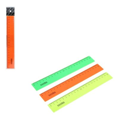 612-020 Линейка пластиковая ClipStudio 20см, непрозрачная, 3 ярких цвета