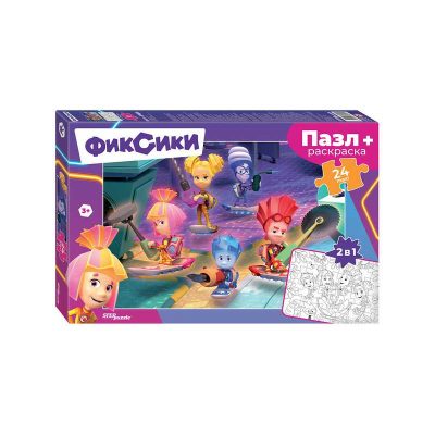 66005 Мозаика "puzzle" maxi 24 + раскраска "Фиксики" (Аэроплан)