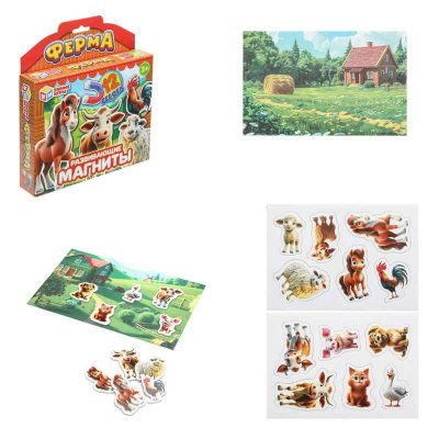 Ферма. Развивающие магниты в коробке с европодвесом. 165х180х30 мм