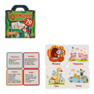 Домашние животные. IQ чемоданчик. 35 карточек в чемоданчике