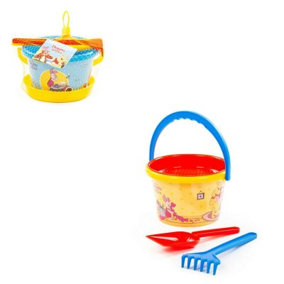 66886 Набор Disney «Винни и его друзья» №6: ведро среднее с наклейкой, ситечко, лопатка, грабельки