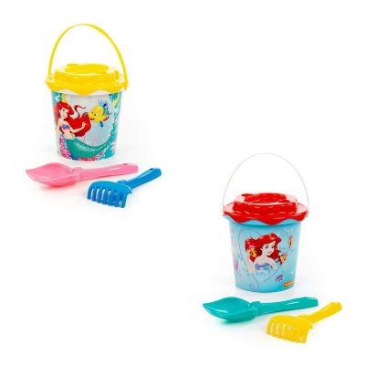 65940 Набор Disney «Русалочка» №3: ведро с наклейкой, ситечко "Солнышко", лопатка №5, грабельки №5