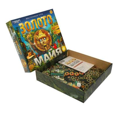 Золото майя. Настольная игра-ходилка квадрат.40 карточек. 250х250х55 мм