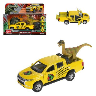 L200-12DIN-DINO Машина металл MITSUBISHI L200 ДИНОЗАВРЫ 13 см